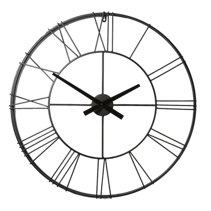 Xenos Klokken-Klok Boston - zwart metaal - ø70 cm