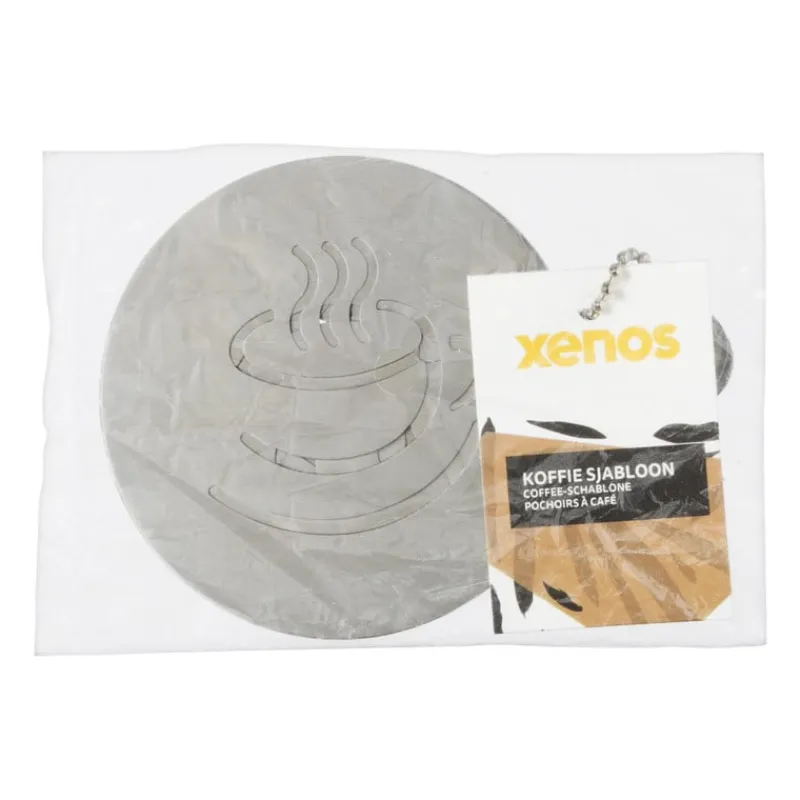 Xenos Koffie Accessoires|Kerstcadeaus-Koffie sjabloon - set van 4 - 8x10.5 cm