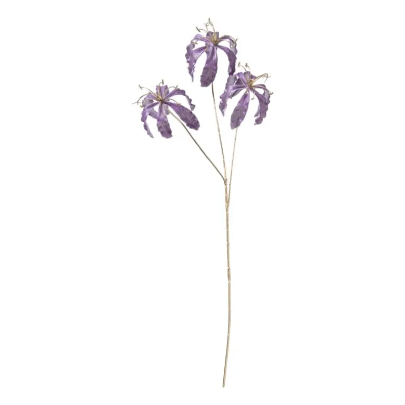 Xenos Kunstbloemen-Kunstbloem gloriosa - goudkleurig/paars - 60 cm
