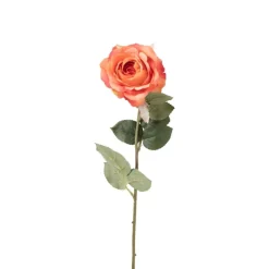 Xenos Kunstbloemen-Kunstbloem roos - oranje - 64 cm