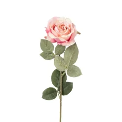 Xenos Kunstbloemen-Kunstbloem roos - roze - 64 cm