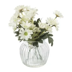 Xenos Kunstbloemen-Kunstbloemen madeliefjes in glazen pot - wit - ø11.5x20 cm