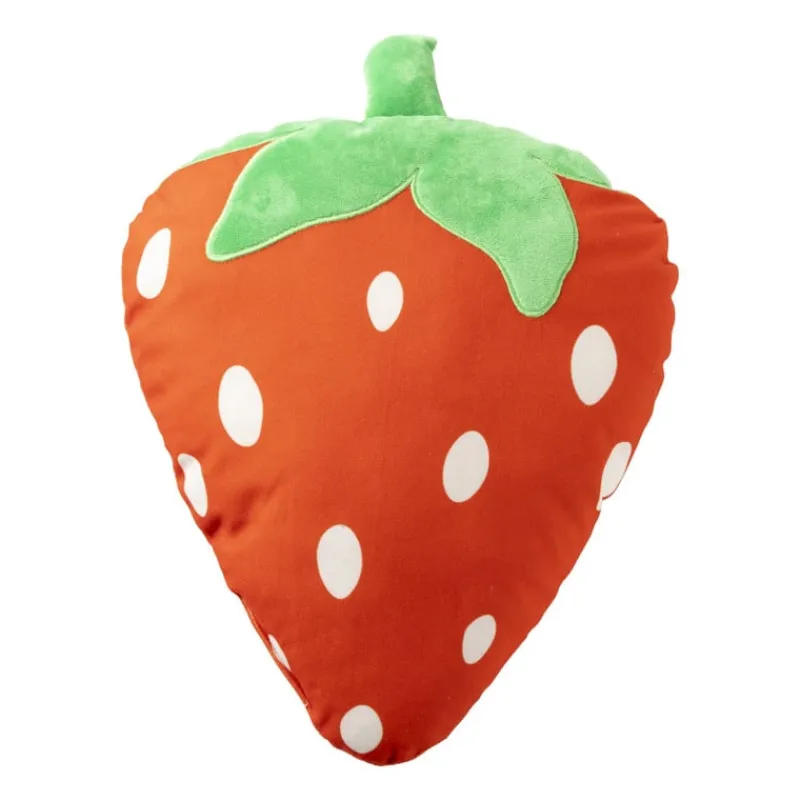 Xenos Kussens-Kussen aardbei - rood/groen - 37x28 cm