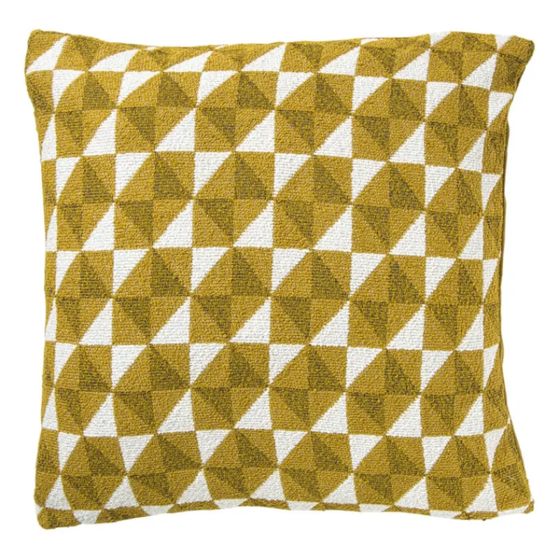 Xenos Kussens-Kussen jacquard driehoek - geel - 45x45 cm