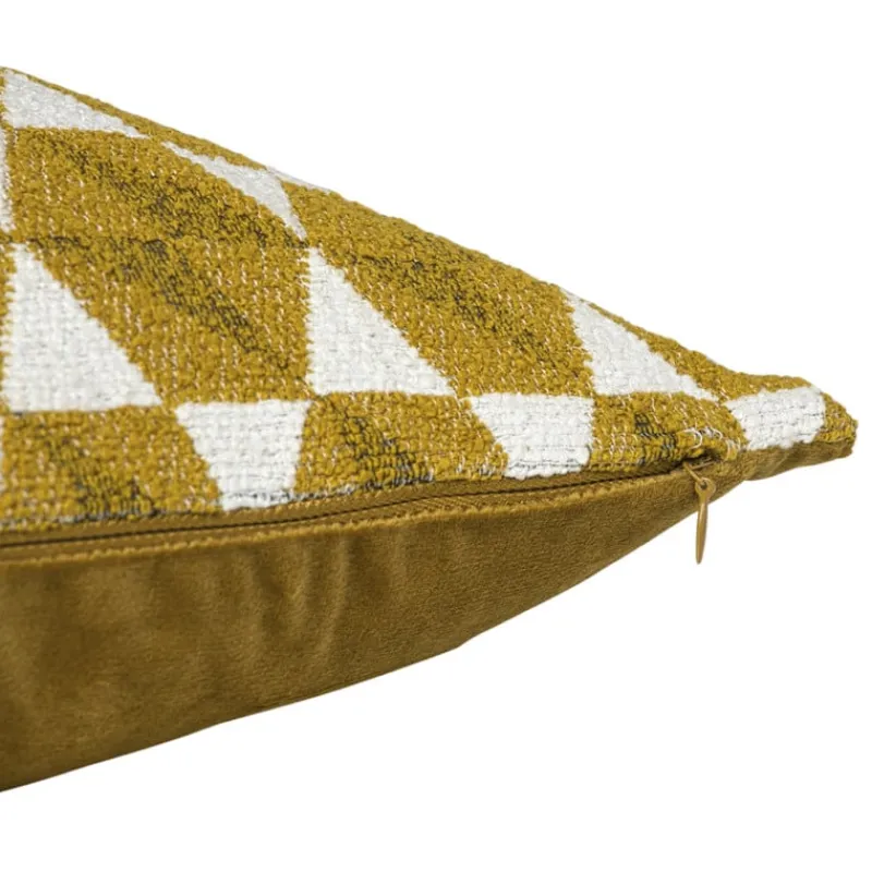 Xenos Kussens-Kussen jacquard driehoek - geel - 45x45 cm