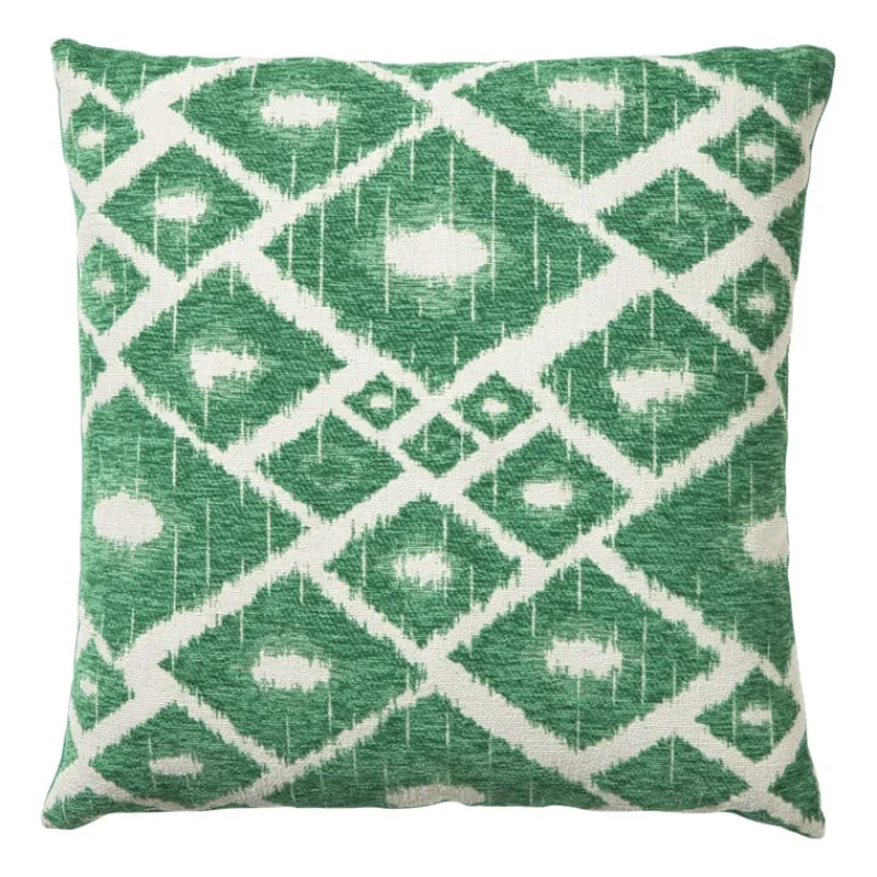 Xenos Kussens-Kussen jacquard ruit - groen - 45x45 cm