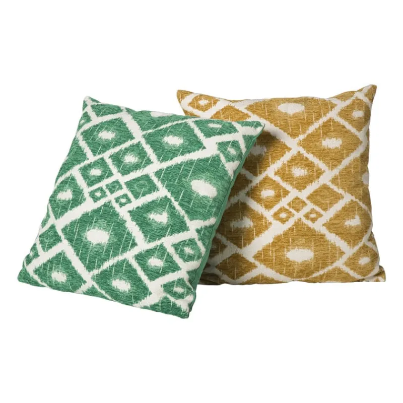 Xenos Kussens-Kussen jacquard ruit - groen - 45x45 cm