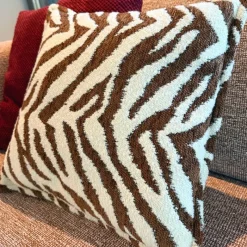 Xenos Kussens-Kussen jacquard zebra - bruin/wit - 45x45 cm