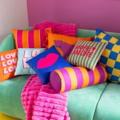 Xenos Kussens-Kussen love - blauw/roze - 30x30 cm