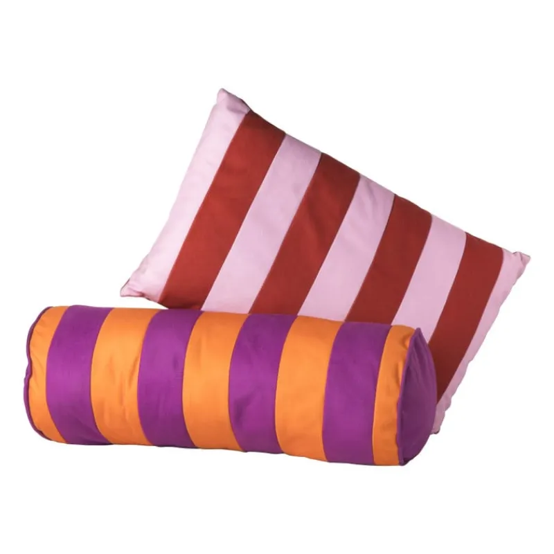 Xenos Kerstcadeaus|Kussens-Kussen met strepen - rood/roze - 30x45 cm