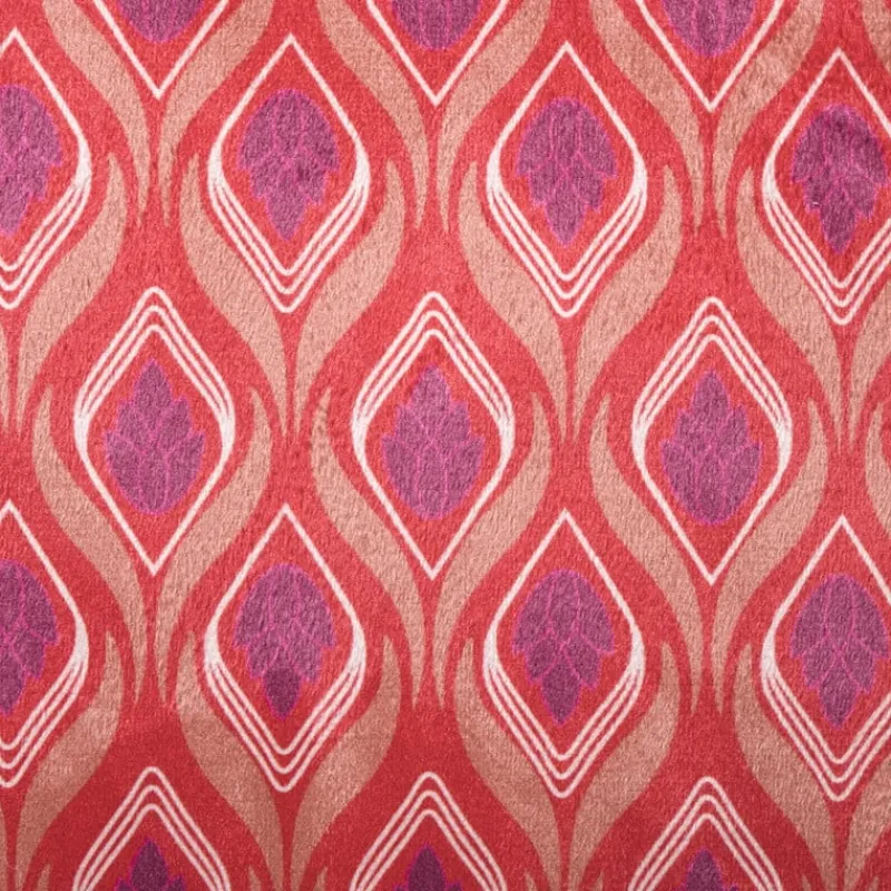 Xenos Kussens-Kussen velvet blad - rood/roze - 45x45 cm