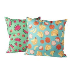 Xenos Kussens-Kussen watermeloen & aardbei - groen/roze - 45x45 cm
