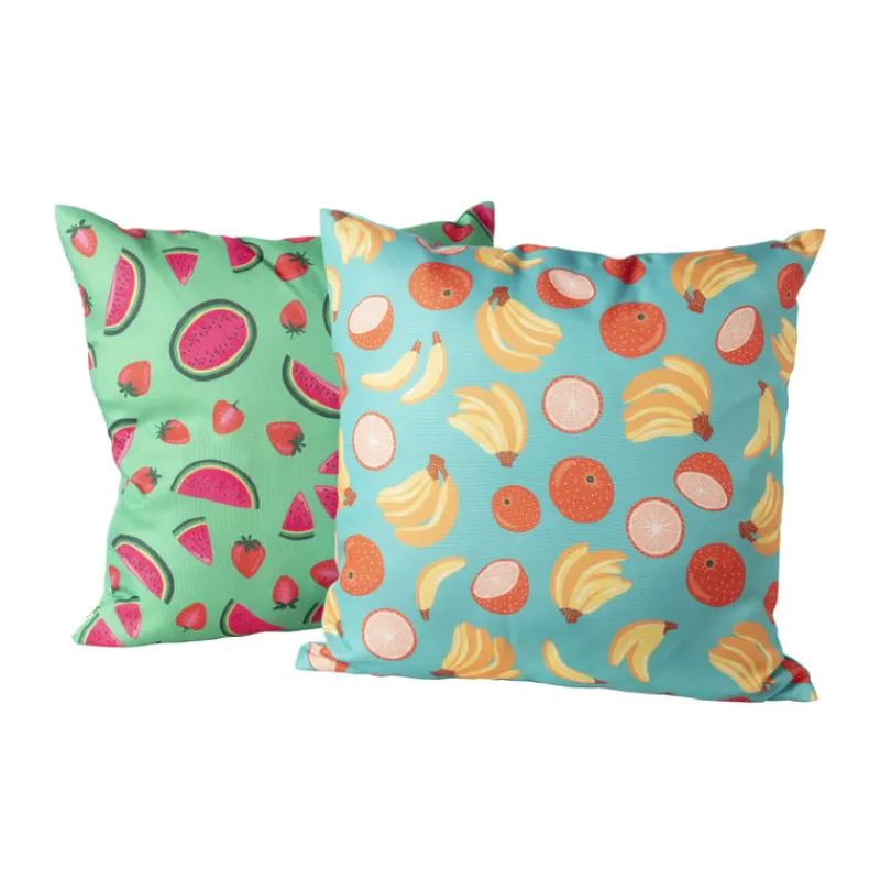 Xenos Kussens-Kussen watermeloen & aardbei - groen/roze - 45x45 cm