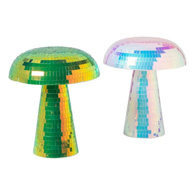 Xenos Tafellampen-Lamp disco paddenstoel - groen - ø15x18 cm