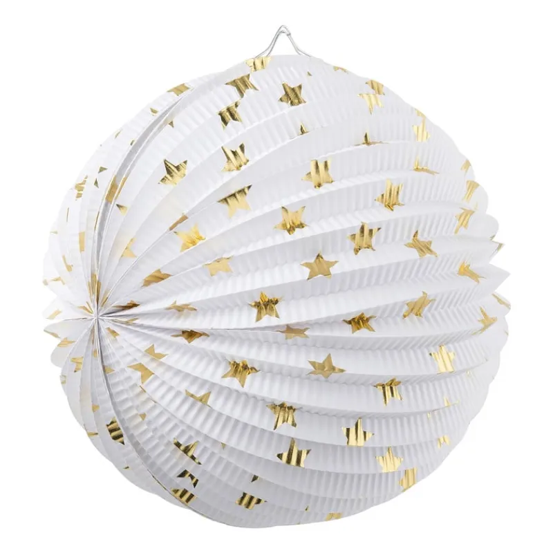 Xenos Lampionnen|Bruiloft-Lampion wit/goud - diverse varianten - ⌀25 cm