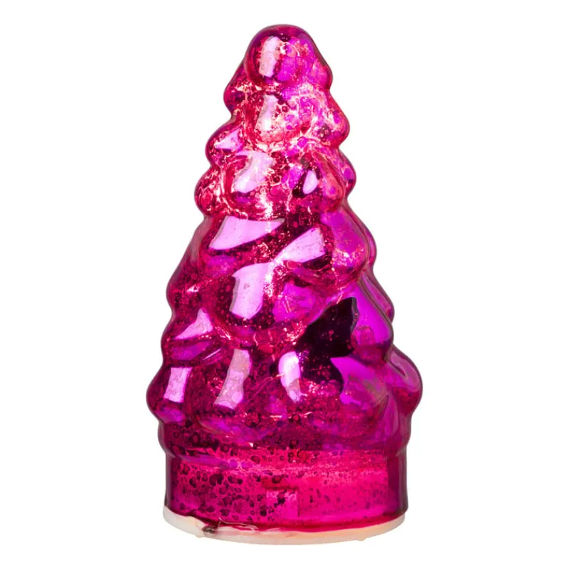 Xenos Kleine Kerstbomen-Lampje kerstboom klein - fuchsia - ø7x12 cm