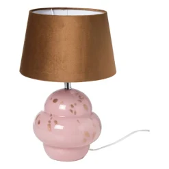 Xenos Lampenvoeten-Lampvoet bobbel - roze/goud - ø21x30 cm