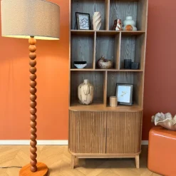Xenos Kerstcadeaus|Staande Lampen-Lampvoet bollen hoog - bruin - ø25x130 cm