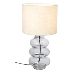 Xenos Lampenvoeten-Lampvoet ribbel - grijs - ø14.5x31.5 cm