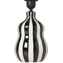 Xenos Lampenvoeten-Lampvoet streepjes - zwart/wit - ø13.7x20 cm