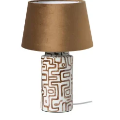 Xenos Lampenvoeten-Lampvoet zigzag - beige/bruin - ø22x30.5 cm