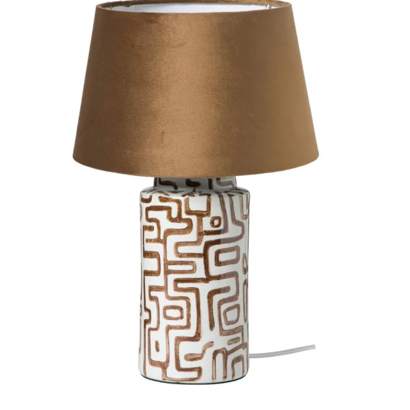 Xenos Lampenvoeten-Lampvoet zigzag - beige/bruin - ø22x30.5 cm