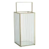 Xenos Lantaarns-Lantaarn rib vierkant - goud/transparant - 25.5x13x13 cm