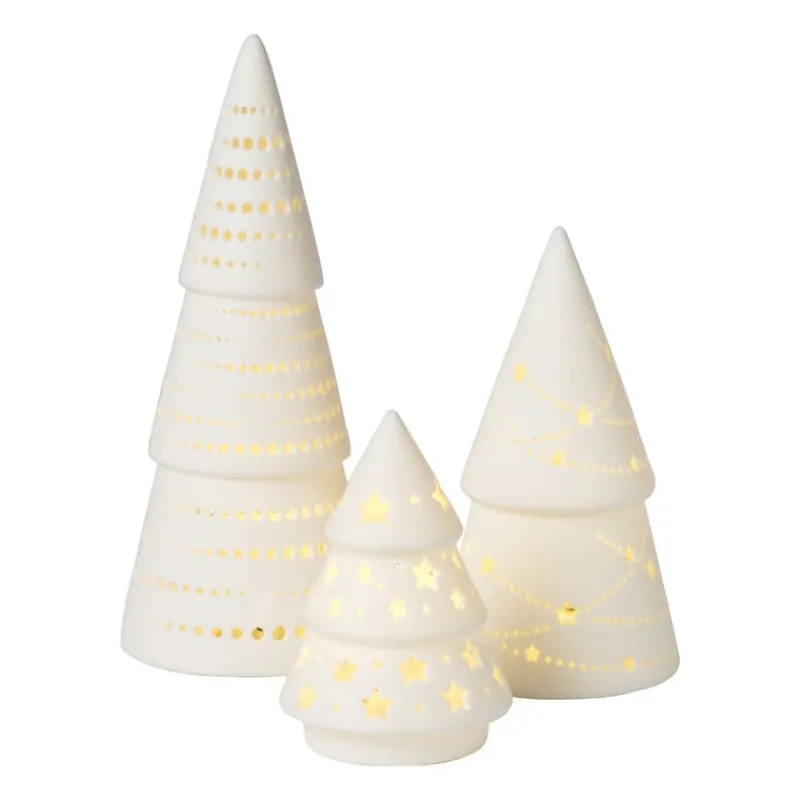 Xenos Kerstverlichting|Kleine Kerstbomen-LED boom - wit - ø9.2x17.2 cm
