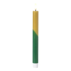Xenos Led Kaarsen-LED dinerkaars duo - groen/olijfgroen - ø2.2x24.5 cm