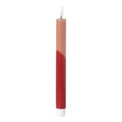 Xenos Led Kaarsen-LED dinerkaars duo - roze/rood - ø2.2x24.5 cm