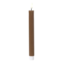 Xenos Led Kaarsen-LED dinerkaars rib - bruin - ø2.2x24.5 cm