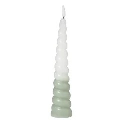 Xenos Led Kaarsen-LED dinerkaars swirl - groen - ø5x20 cm