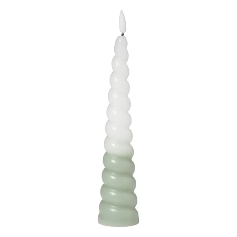 Xenos Led Kaarsen-LED dinerkaars swirl - groen - ø5x20 cm