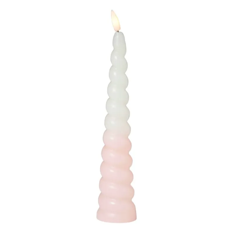 Xenos Led Kaarsen-LED dinerkaars swirl - roze - ø5x20 cm