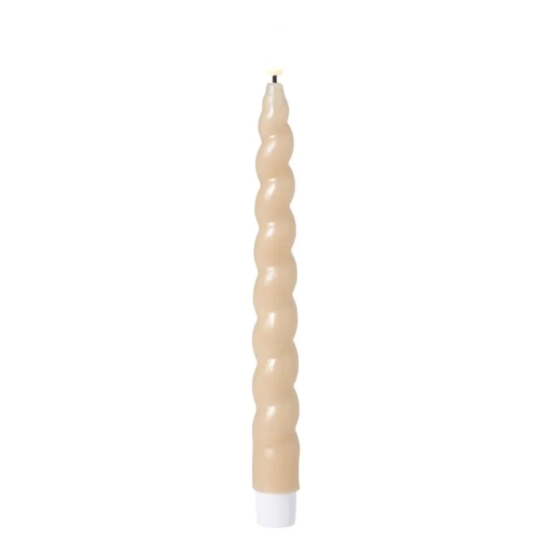 Xenos Led Kaarsen-LED dinerkaars twist - beige - ø2.5x24.5 cm