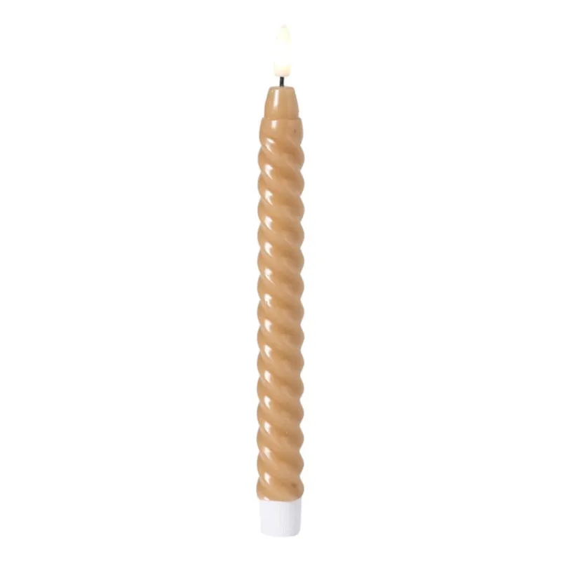 Xenos Led Kaarsen-LED dinerkaars twist smal - bruin - ø2.5x24.5 cm