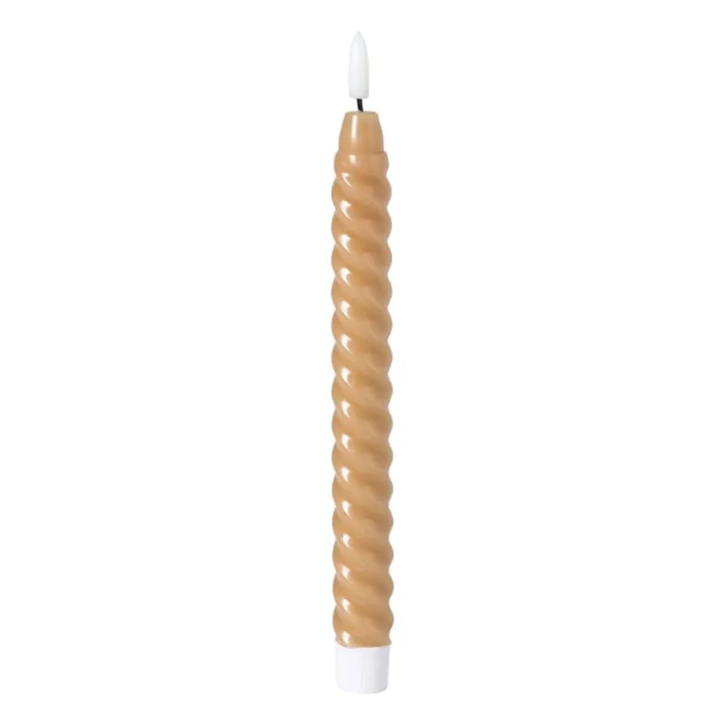Xenos Led Kaarsen-LED dinerkaars twist smal - bruin - ø2.5x24.5 cm