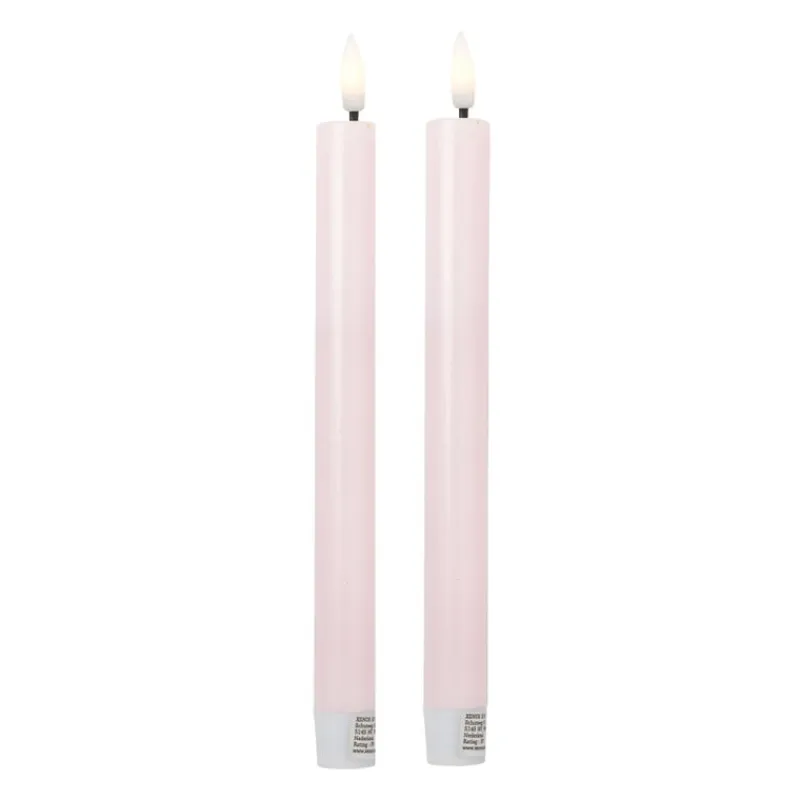 Xenos Led Kaarsen-LED dinerkaarsen - roze - set van 2 - ø2.2x24.5 cm