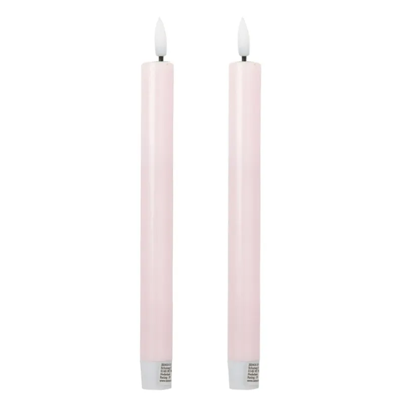 Xenos Led Kaarsen-LED dinerkaarsen - roze - set van 2 - ø2.2x24.5 cm