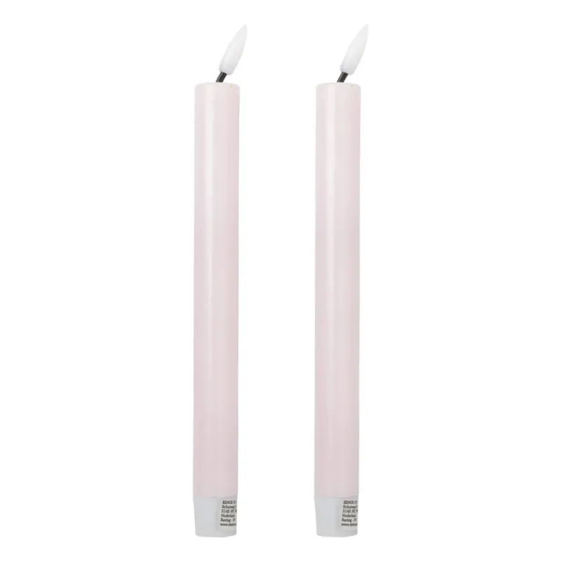 Xenos Led Kaarsen-LED dinerkaarsen - roze - set van 2 - ø2.2x24.5 cm