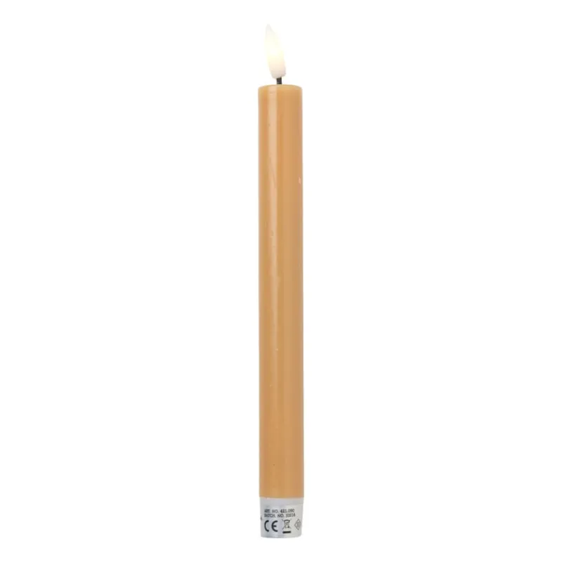 Xenos Led Kaarsen-LED dinerkaarsen - taupe - set van 2 - ø2.2x24.5 cm
