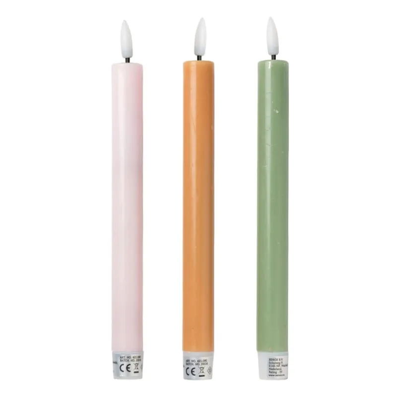 Xenos Led Kaarsen-LED dinerkaarsen - taupe - set van 2 - ø2.2x24.5 cm