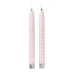 Xenos Led Kaarsen-LED dinerkaarsen twist - roze - set van 2 - ø2.2x24.5 cm