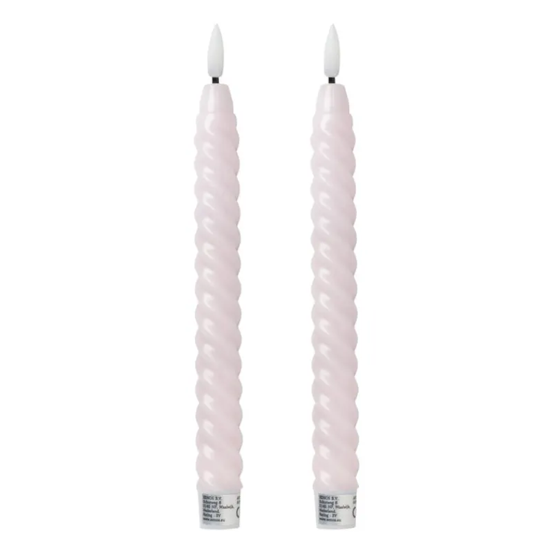 Xenos Led Kaarsen-LED dinerkaarsen twist - roze - set van 2 - ø2.2x24.5 cm