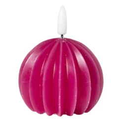 Xenos Led Kaarsen-LED kaars bol - roze - ø7.5x6 cm