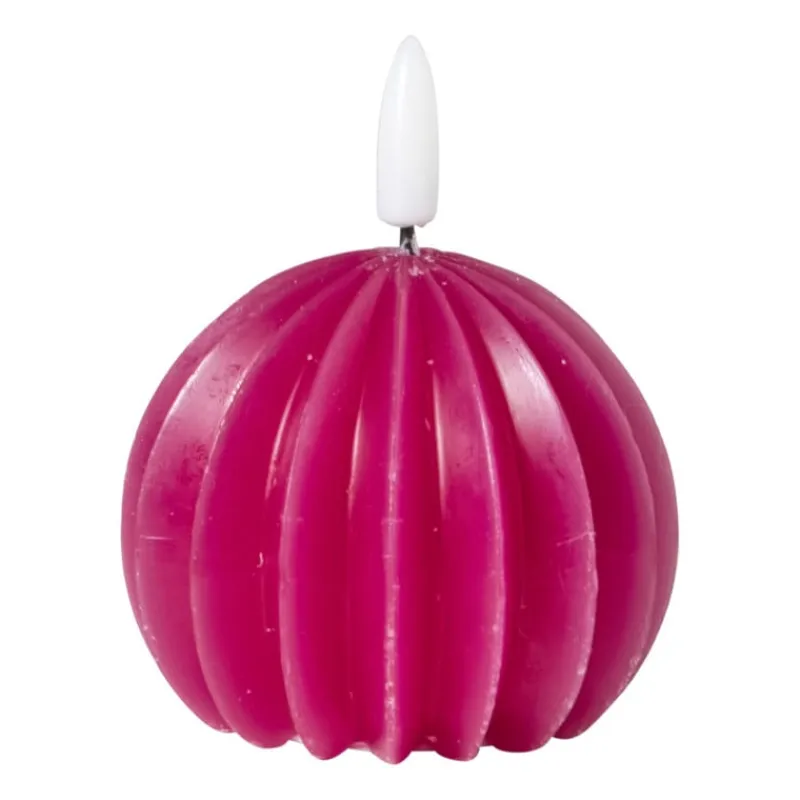 Xenos Led Kaarsen-LED kaars bol - roze - ø7.5x6 cm