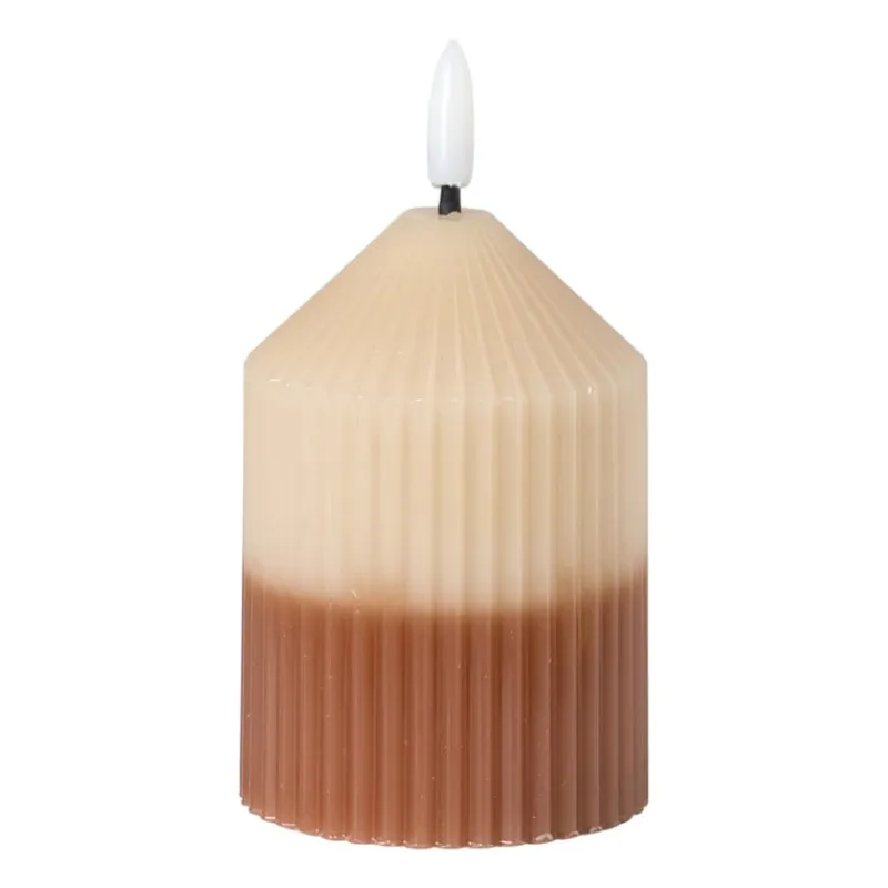Xenos Led Kaarsen-LED kaars duo - beige/bruin - ø7x10 cm