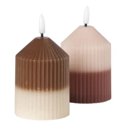 Xenos Led Kaarsen-LED kaars duo - beige/lichtbruin - ø7x10 cm