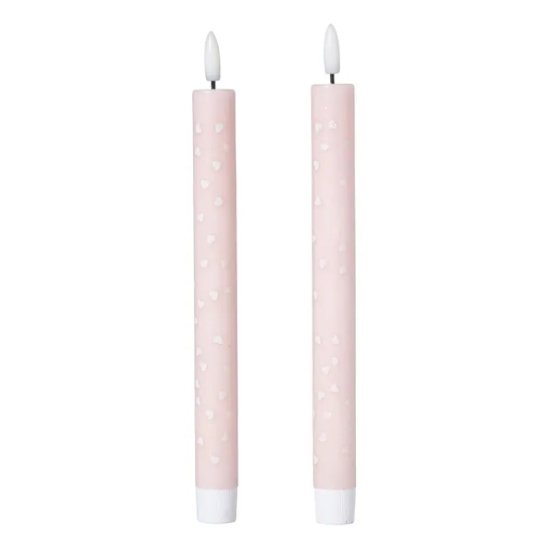 Xenos Led Kaarsen-LED kaars hartjes - roze/rood - ø2.2x24 cm