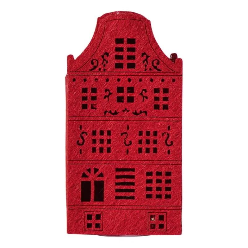 Xenos Kersthuisjes-LED kersthuisje vilt - rood - 11.3x5.8x4.3 cm
